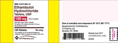 Principal Display (Ethambutol 100mg100ct bottle label)